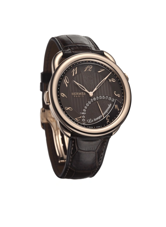 Hermès,Arceau 43mm,43mm,Rose Gold,Brown,Automatic,Day,Retrograde,AR8,AR8.97A.435/MHA