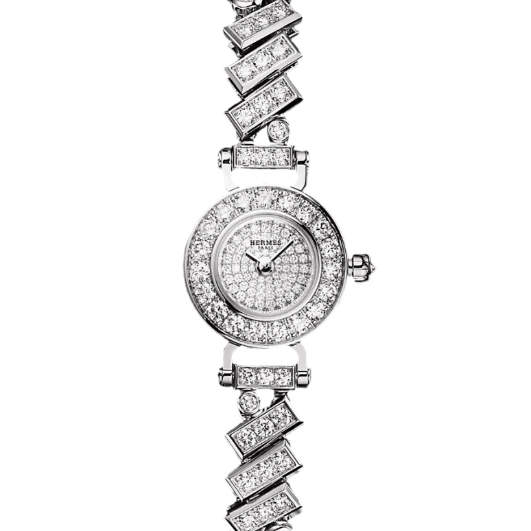 Hermès,Faubourg 15.50mm,15.50mm,White Gold,Silver,Quartz,Sapphire,Round,W055929WW00