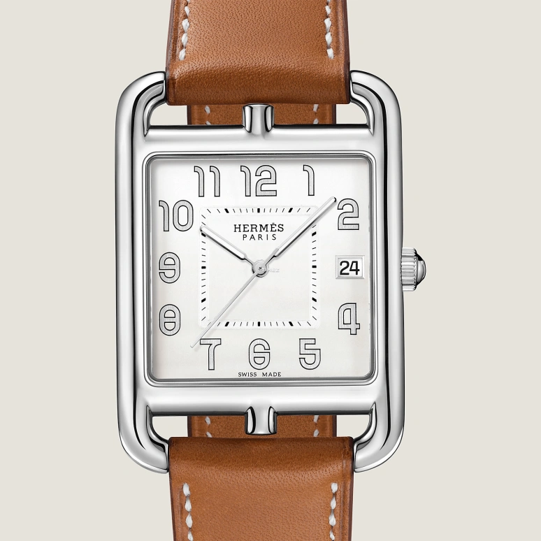 Hermès,Cape Cod 41x33mm,41x33mm,Stainless Steel,White,Quartz,Day,Sapphire,Crystal Glass,W044344WW00