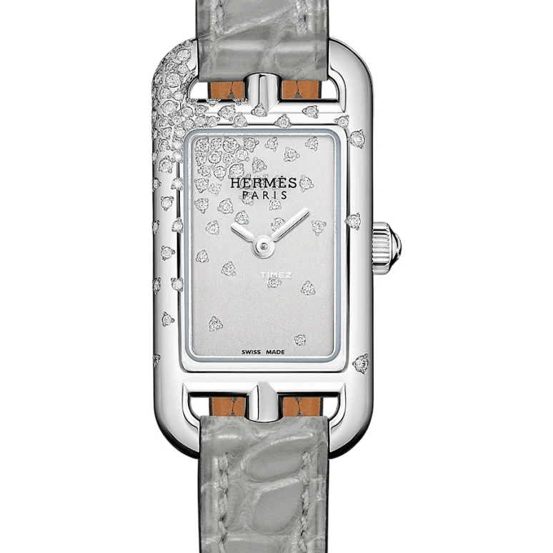 Hermès,Nantucket 17x23mm,17x23mm,Stainless Steel,Grey,Quartz,Sapphire,Crystal Glass,Rectangular,W049672WW00