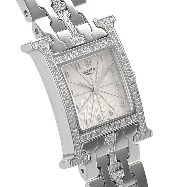 Hermès,H Hour 30x21mm,30x21mm,Stainless Steel,Silver White,Quartz,Crystal Glass,Sapphire,Square,HH1,HH1.230.271/4808