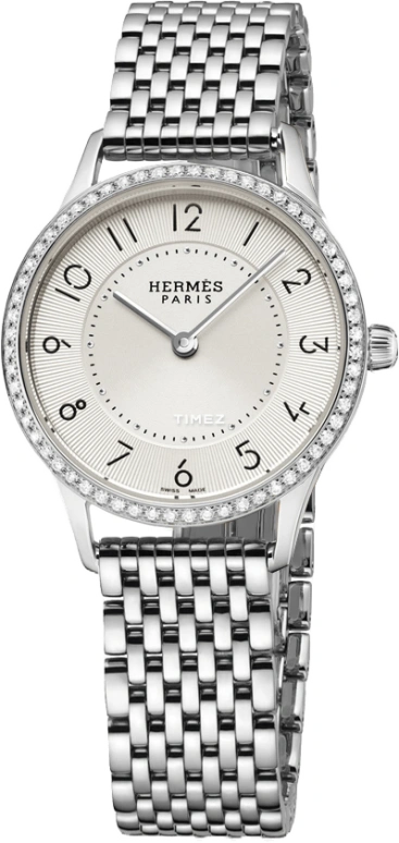 Hermès,Slim d'Hermès 25mm,25mm,Stainless Steel,Silver White,Quartz,Sapphire,Crystal Glass,Round,W041743WW00