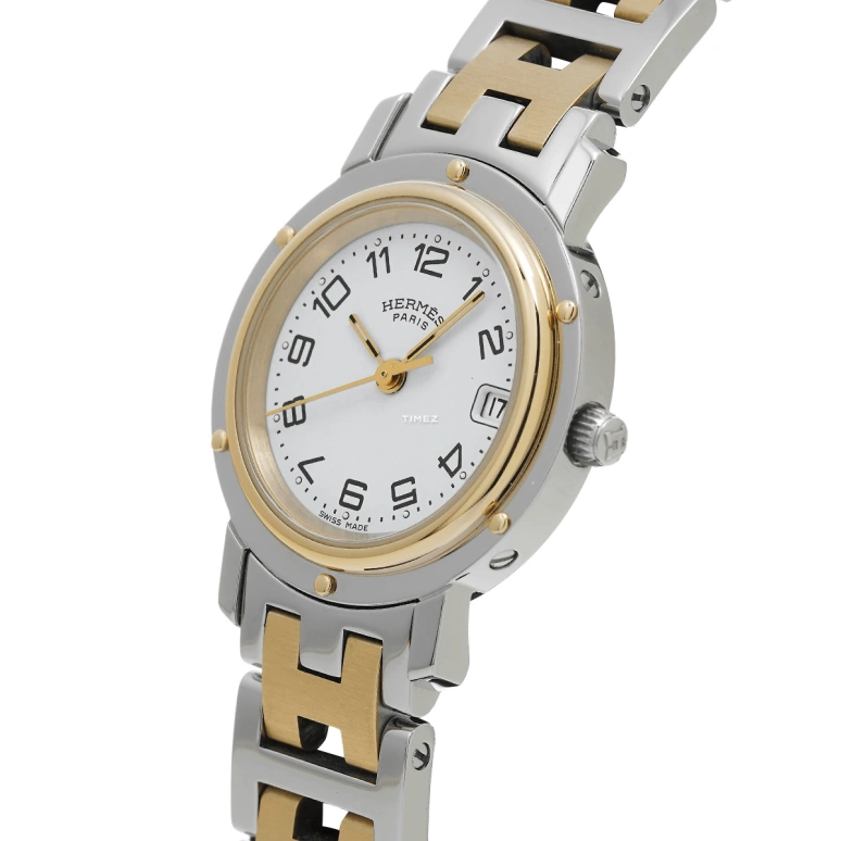 Hermès,Clipper 24mm,24mm,Stainless Steel,White,Quartz,Day,Sapphire,Crystal Glass,CL4,CL4.220.130/3752