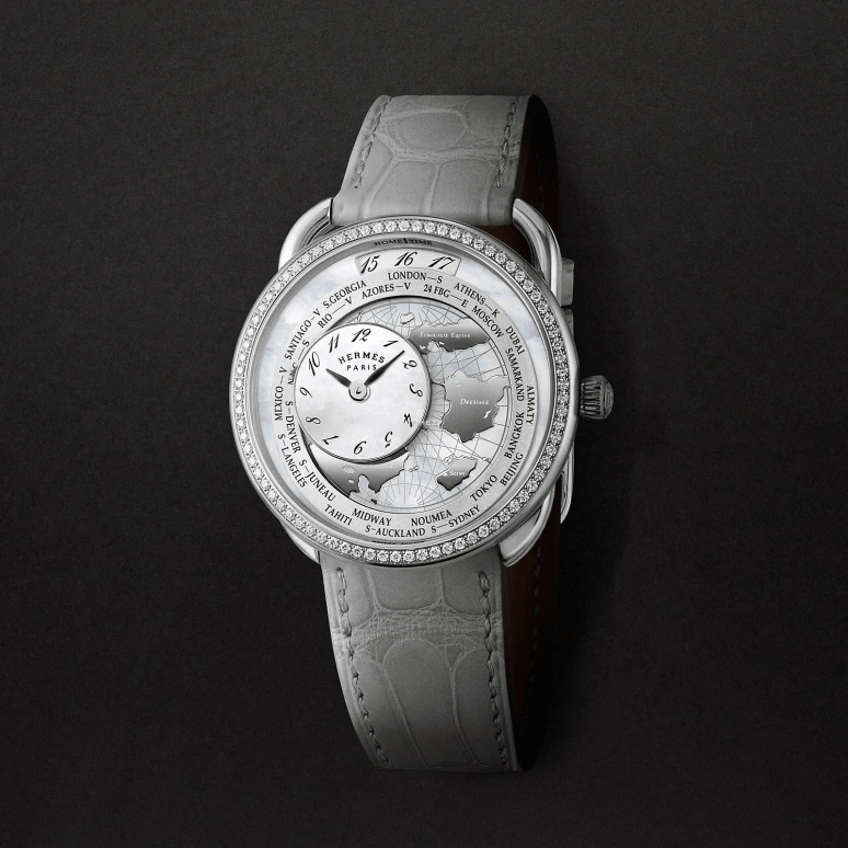 Hermès,Arceau 38mm,38mm,Stainless Steel,Silver White,Automatic,Dule Time,50hours,W057197WW00