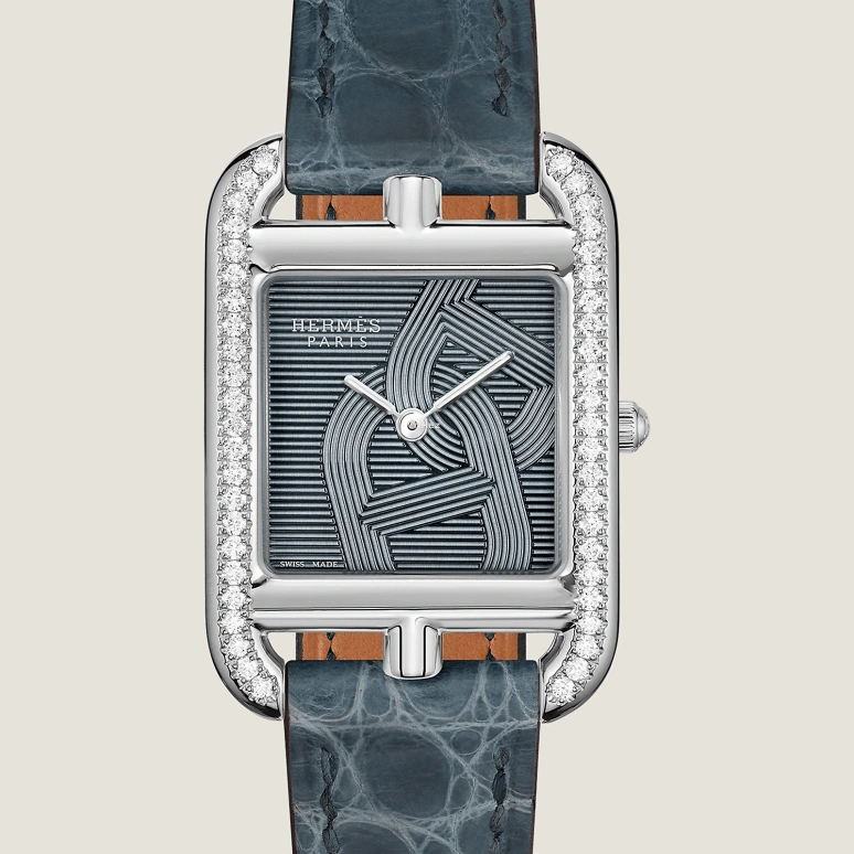 Hermès,Cape Cod 31x23mm,31x23mm,Stainless Steel,Blue,Quartz,Sapphire,Crystal Glass,Square,W058996WW00