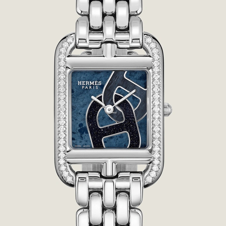 Hermès,Cape Cod 31x23mm,31x23mm,Stainless Steel,Blue,Quartz,Sapphire,Crystal Glass,Square,W059597WW00