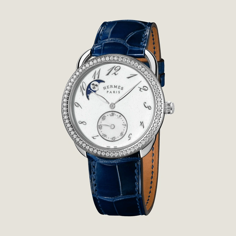 Hermès,Arceau 38mm,38mm,Stainless Steel,White,Automatic,Moonphase,Day,W049092WW00