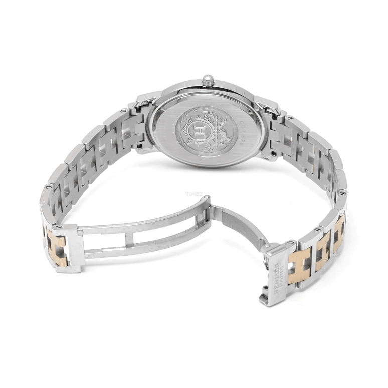 Hermès,Clipper 30x24mm,30x24mm,Stainless Steel,White,Quartz,Sapphire,Crystal Glass,Oval,CO1,CO1.520.220/3789