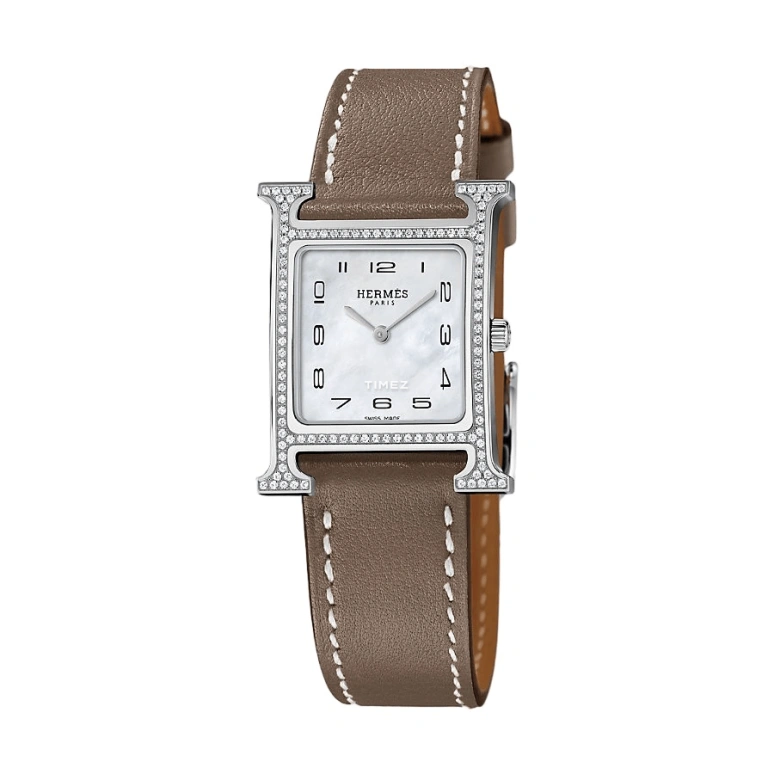 Hermès,Heure H 21mm,21mm,Stainless Steel,Silver White,Quartz,Sapphire,Square,W046512WW00