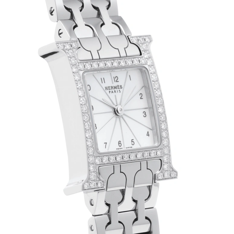 Hermès,H Hour 30x21mm,30x21mm,Stainless Steel,White,Quartz,Sapphire,Crystal Glass,Square,HH1,HH1.130.212/4835