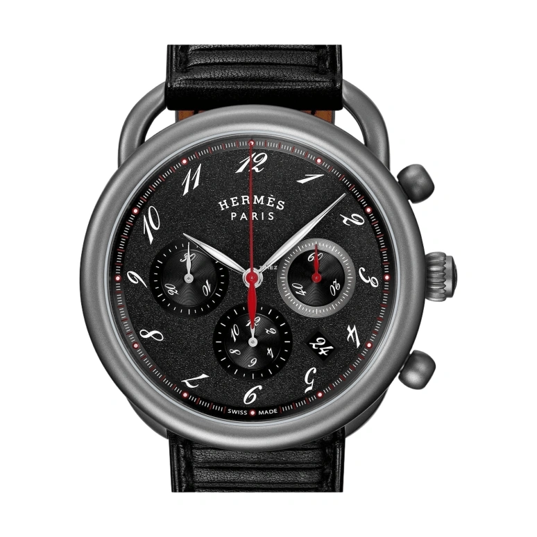 Hermès,Arceau 41mm,41mm,Titanium,Black,Automatic,Chronograph,Day,W045780WW00