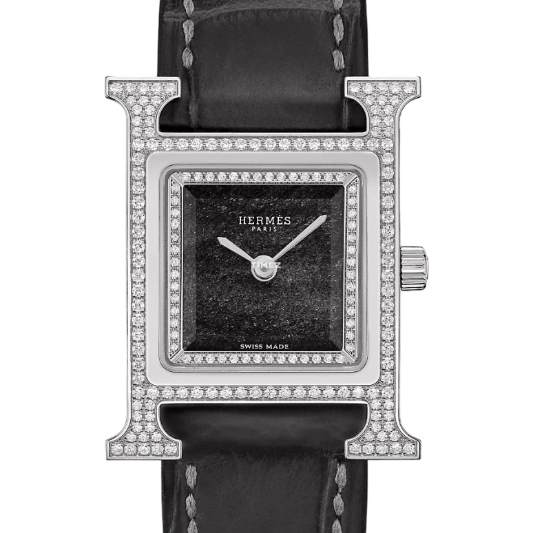 Hermès,Heure H 21x21mm,21x21mm,Stainless Steel,Black,Quartz,Sapphire,Square,W053843WW00