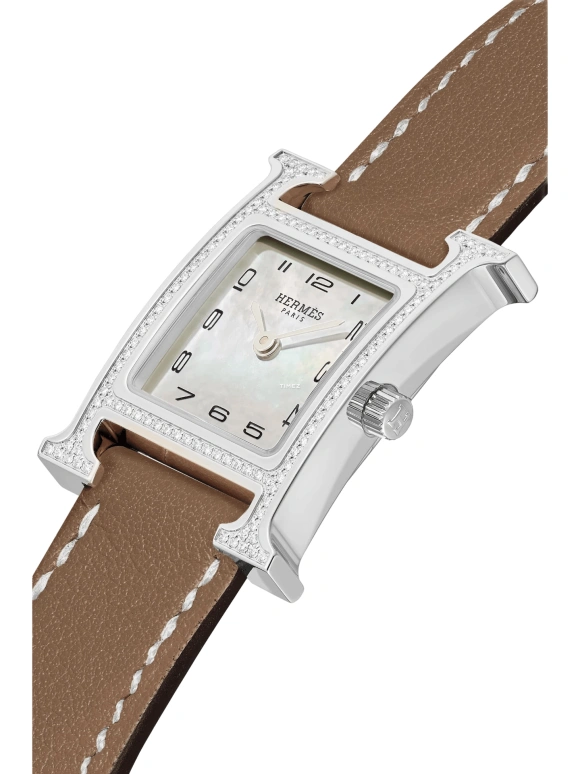 Hermès,Heure H 21mm,21mm,Stainless Steel,Silver White,Quartz,Sapphire,Square,W046512WW00