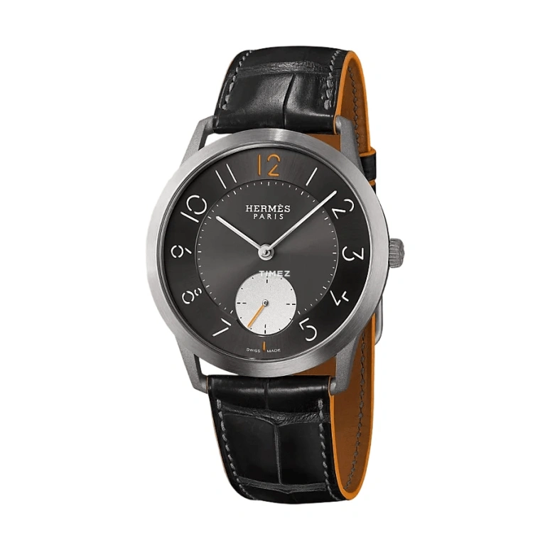 Hermès,Slim d'Hermès 39.50mm,39.50mm,Titanium,Smoky Gray,Automatic,42hours,In-house Caliber,W047665WW00