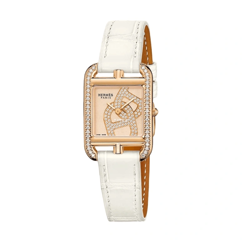 Hermès,Cape Cod 23x23mm,23x23mm,Rose Gold,Quartz,Sapphire,Crystal Glass,Square,W054710WW00