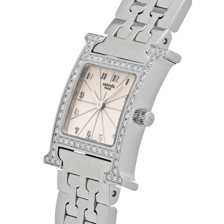 Hermès,H Hour 30x21mm,30x21mm,Stainless Steel,Silver White,Quartz,Sapphire,Square,HH1,HH1.230.271/4804