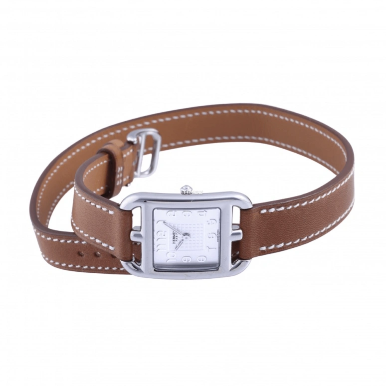 Hermès,Cape Cod 23x23mm,23x23mm,Stainless Steel,White,Quartz,Hardlex,Square,W040311WW00