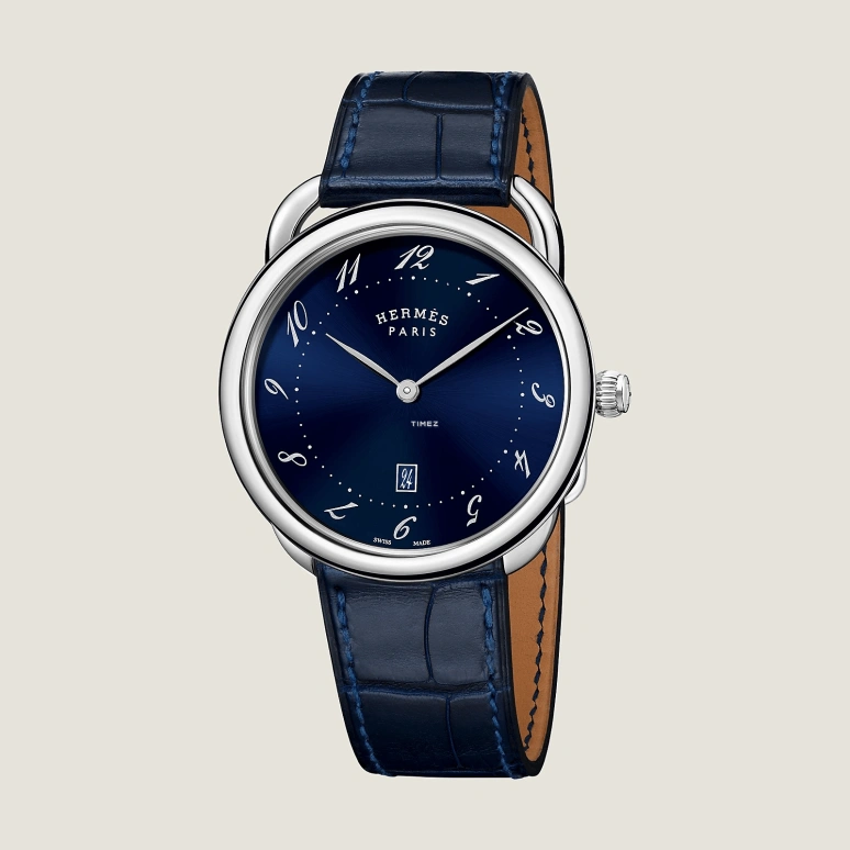Hermès,Arceau 40mm,40mm,Stainless Steel,Blue,Quartz,Day,Sapphire,Crystal Glass,W055765WW00