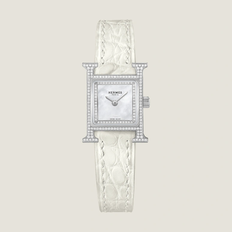 Hermès,Heure H 21x17mm,21x17mm,Stainless Steel,Silver White,White,Quartz,Sapphire,Crystal Glass,Square,W057250WW00