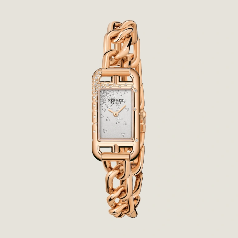 Hermès,Nantucket 29x17mm,29x17mm,Rose Gold,Grey,Quartz,Sapphire,Crystal Glass,Rectangular,W057485WW00