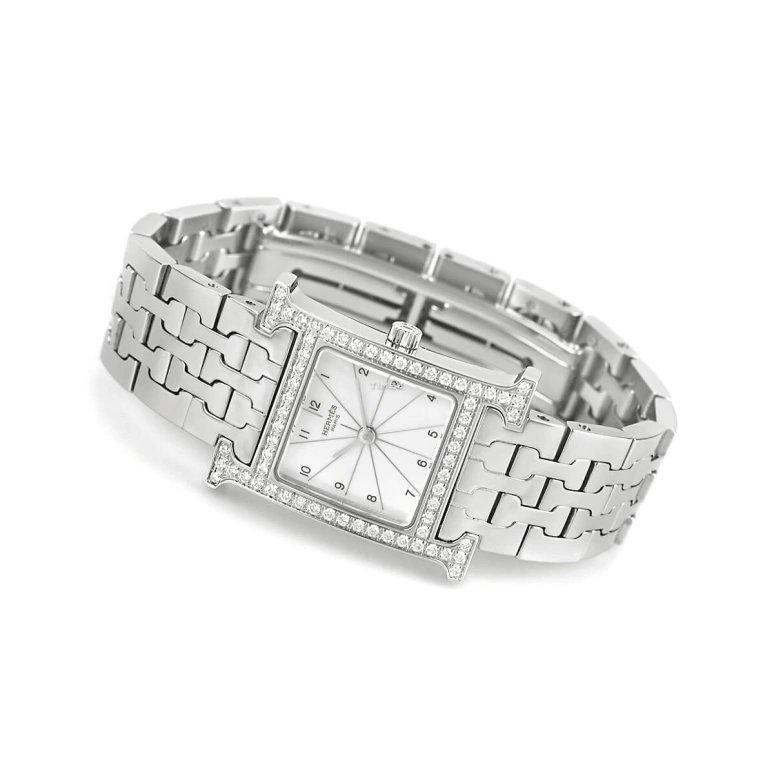 Hermès,H Hour 30x21mm,30x21mm,Stainless Steel,White,Quartz,Sapphire,Crystal Glass,Square,HH1,HH1.230.212/4804