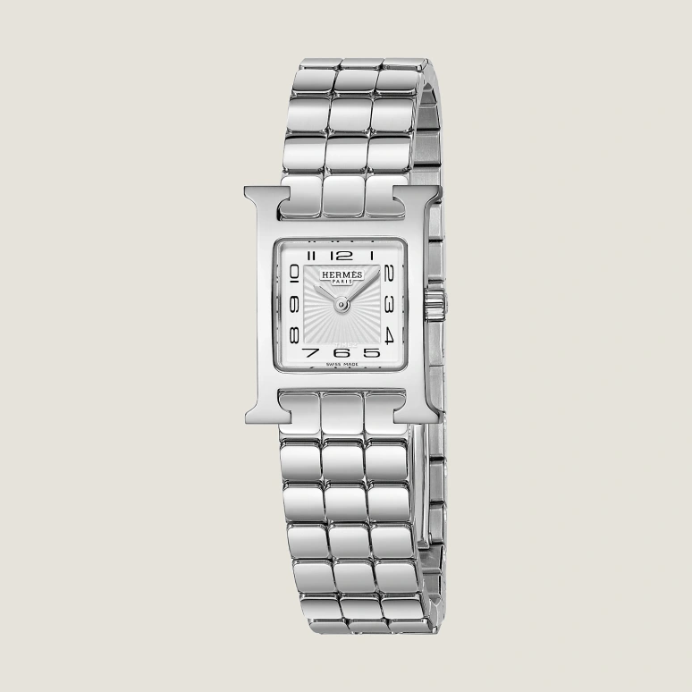 Hermès,Heure H 21x17mm,21x17mm,Stainless Steel,White,Quartz,Sapphire,Crystal Glass,Square,W054117WW00