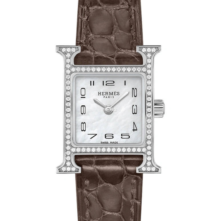 Hermès,Heure H 17.20x17.20mm,17.20x17.20mm,Stainless Steel,White,Quartz,Sapphire,Crystal Glass,Square,W053019WW00