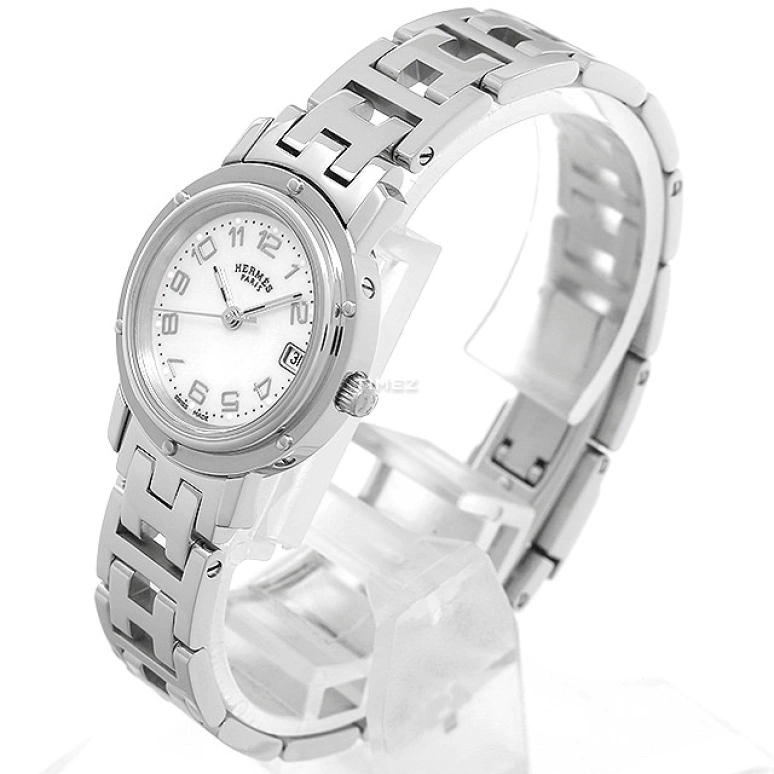 Hermès,Clipper 24mm,24mm,Stainless Steel,White,Quartz,Day,Sapphire,Crystal Glass,CL4,CL4.210.212/3821
