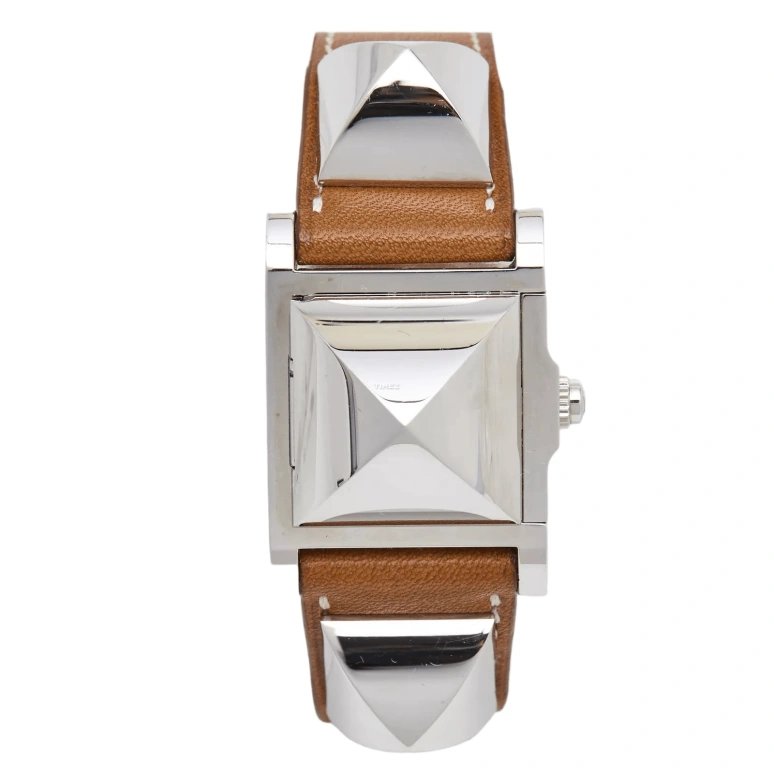 Hermès,Médor 23x23mm,23x23mm,Stainless Steel,Silver White,Quartz,Sapphire,Square,W028321WW00