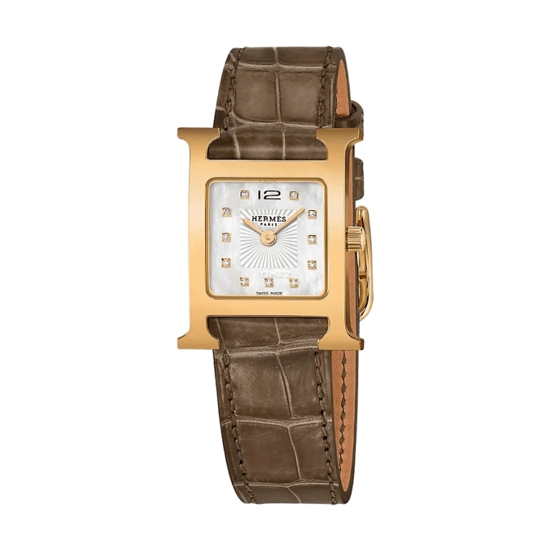 Hermès,Heure H 21x21mm,21x21mm,Stainless Steel,White,Quartz,Sapphire,Crystal Glass,Square,W053355WW00