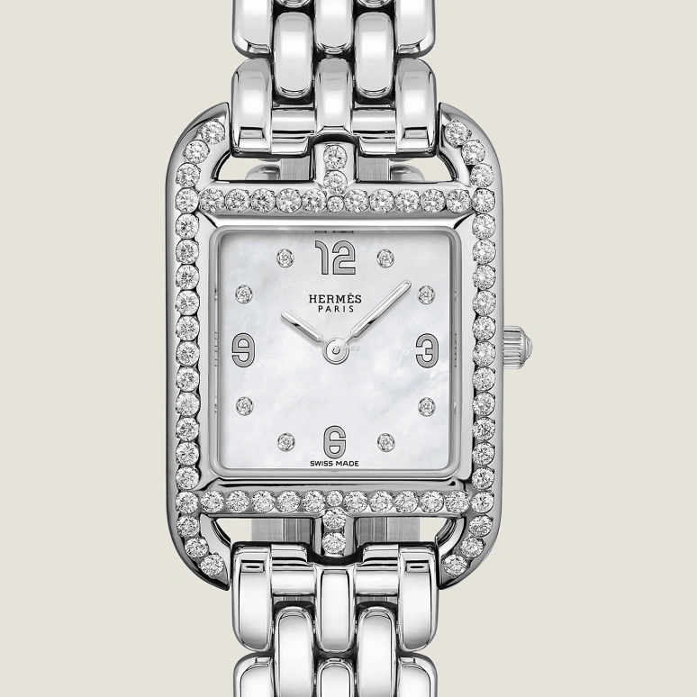 Hermès,Cape Cod 31x23mm,31x23mm,Stainless Steel,White,Quartz,Sapphire,Crystal Glass,Rectangular,W056778WW00