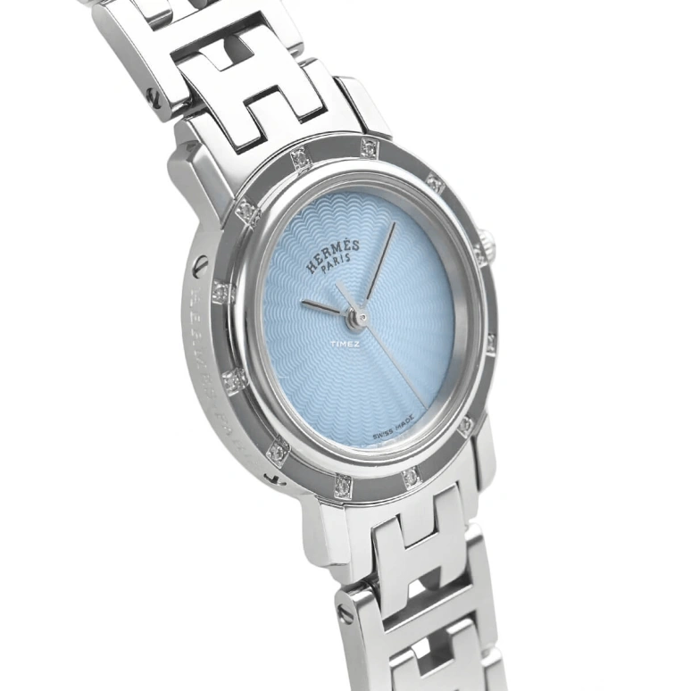 Hermès,Clipper 24mm,24mm,Stainless Steel,Blue,Quartz,Sapphire,Crystal Glass,Round,CL4,CL4.230.218/3796