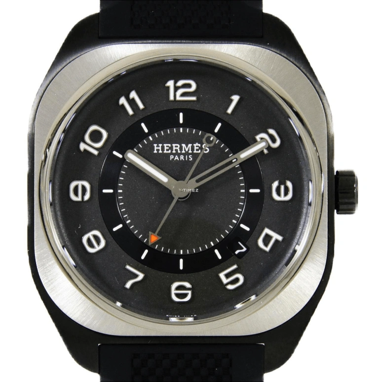 Hermès,Hermès H08 39x39mm,39x39mm,Titanium Gold,Black,Automatic,Day,50hours,W049428WW00