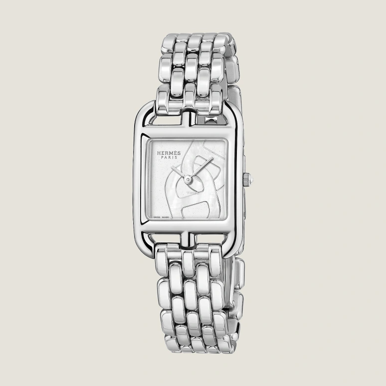 Hermès,Cape Cod 31x23mm,31x23mm,Stainless Steel,Silver White,White,Quartz,Sapphire,Crystal Glass,Square,W057484WW00