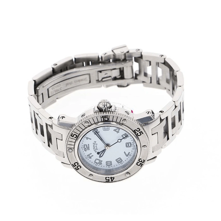 Hermès,Clipper 28mm,28mm,Stainless Steel,White,Quartz,Day,Sapphire,Crystal Glass,CL5,CL5.210.130/3766