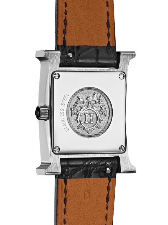 Hermès,Heure H 21x21mm,21x21mm,Stainless Steel,Black,Silver,Quartz,Sapphire,Square,W053242WW00