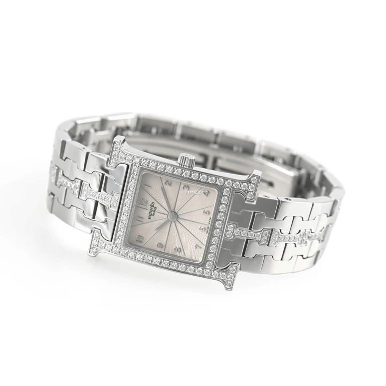 Hermès,H Hour 30x21mm,30x21mm,Stainless Steel,Silver White,Quartz,Crystal Glass,Sapphire,Square,HH1,HH1.230.271/4808