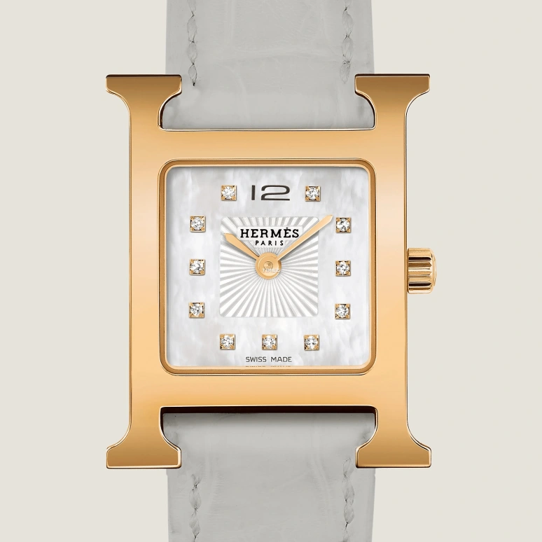 Hermès,Heure H 21x25mm,21x25mm,Stainless Steel,White,Quartz,Sapphire,Crystal Glass,Square,W055687WW00