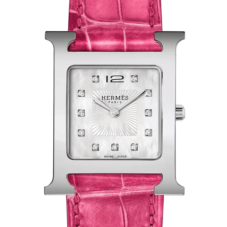 Hermès,Heure H 26x26mm,26x26mm,Stainless Steel,White,Quartz,Sapphire,Crystal Glass,Square,W036813WW00