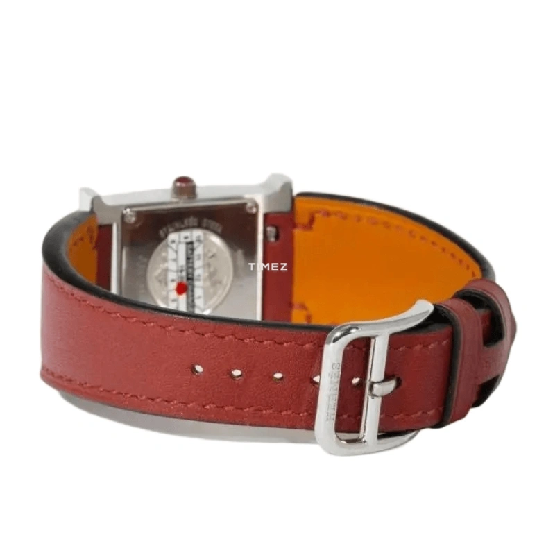 Hermès,Heure H 21x21mm,21x21mm,Stainless Steel,Red,Quartz,Sapphire,Crystal Glass,Square,W046334WW00