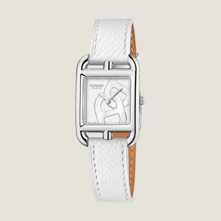 Hermès,Cape Cod 31x23mm,31x23mm,Stainless Steel,Silver White,White,Quartz,Sapphire,Crystal Glass,Square,W056663WW00