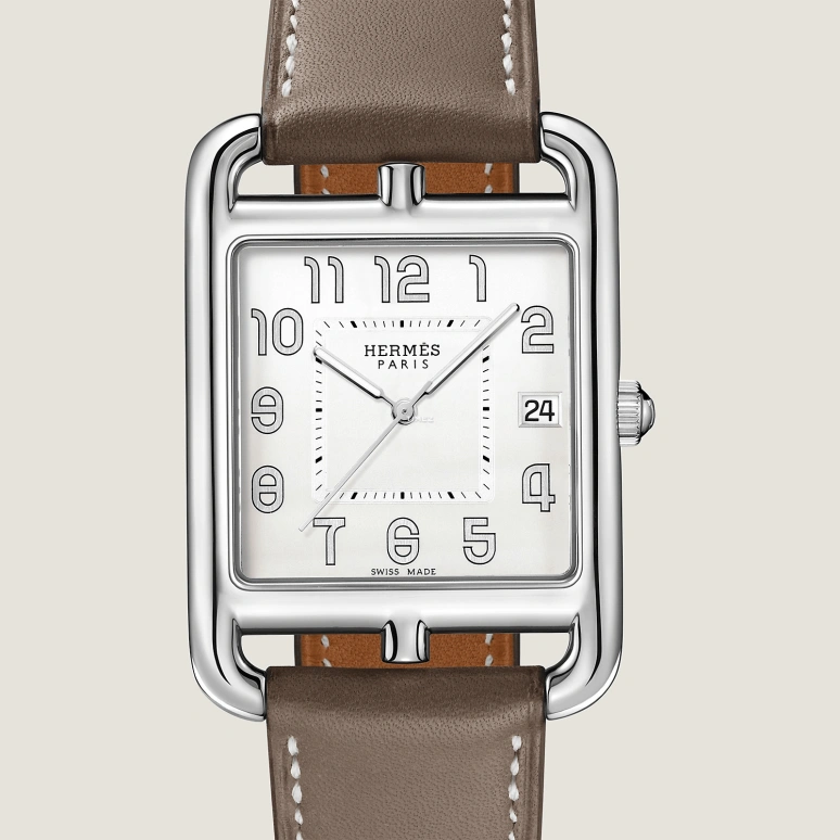 Hermès,Cape Cod 41x33mm,41x33mm,Stainless Steel,White,Quartz,Day,Sapphire,Crystal Glass,W044350WW00