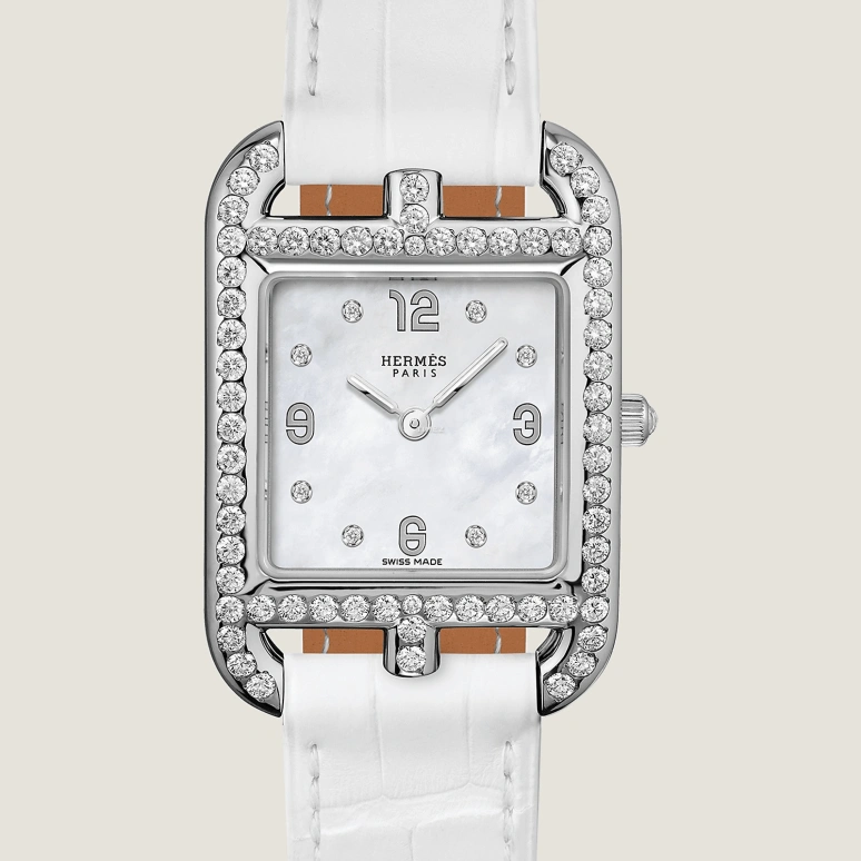 Hermès,Cape Cod 31x23mm,31x23mm,Stainless Steel,Silver White,White,Quartz,Sapphire,Crystal Glass,Square,W056144WW00