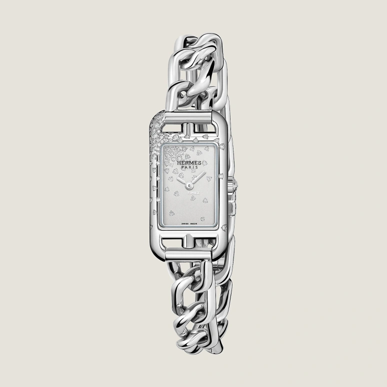 Hermès,Nantucket 29x17mm,29x17mm,Stainless Steel,Silver,Quartz,Sapphire,Crystal Glass,Rectangular,W049591WW00
