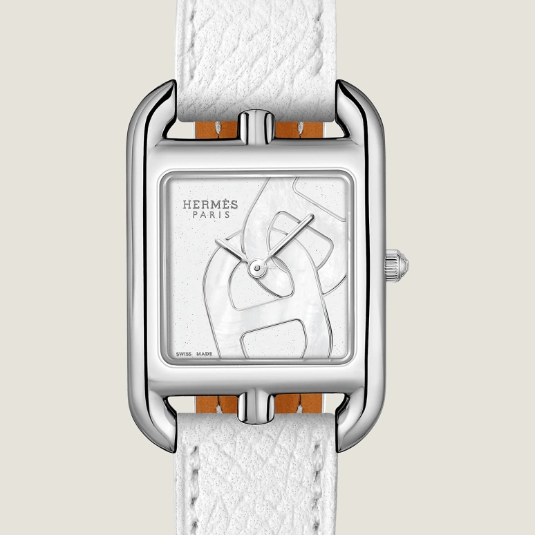 Hermès,Cape Cod 31x23mm,31x23mm,Stainless Steel,Silver White,White,Quartz,Sapphire,Crystal Glass,Square,W056663WW00