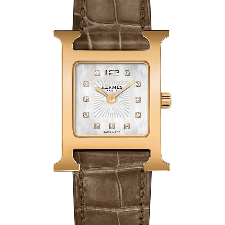 Hermès,Heure H 21x21mm,21x21mm,Stainless Steel,White,Quartz,Sapphire,Crystal Glass,Square,W053355WW00