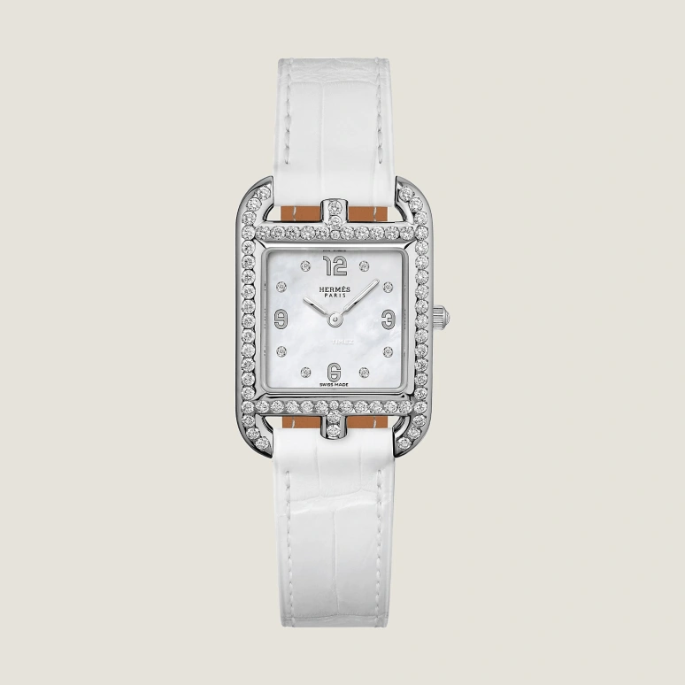 Hermès,Cape Cod 31x23mm,31x23mm,Stainless Steel,Silver White,White,Quartz,Sapphire,Crystal Glass,Square,W056144WW00