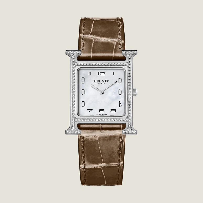 Hermès,Heure H 30x26mm,30x26mm,Stainless Steel,Silver White,White,Quartz,Sapphire,Crystal Glass,Rectangular,W046515WW00