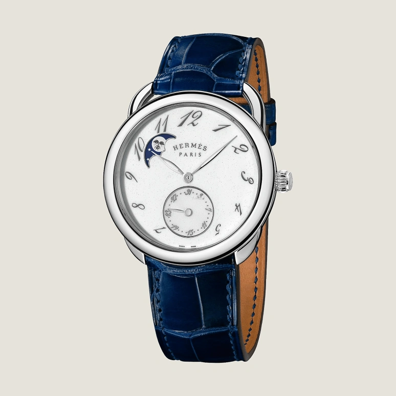 Hermès,Arceau 38mm,38mm,Stainless Steel,White,Automatic,Moonphase,Day,W049027WW00