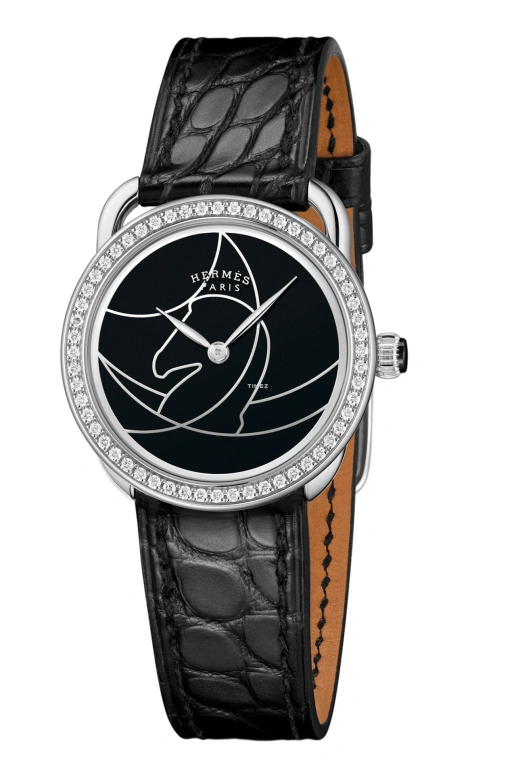 Hermès,Arceau 28mm,28mm,Stainless Steel,Black,Quartz,Sapphire,Crystal Glass,Round,W045726WW00